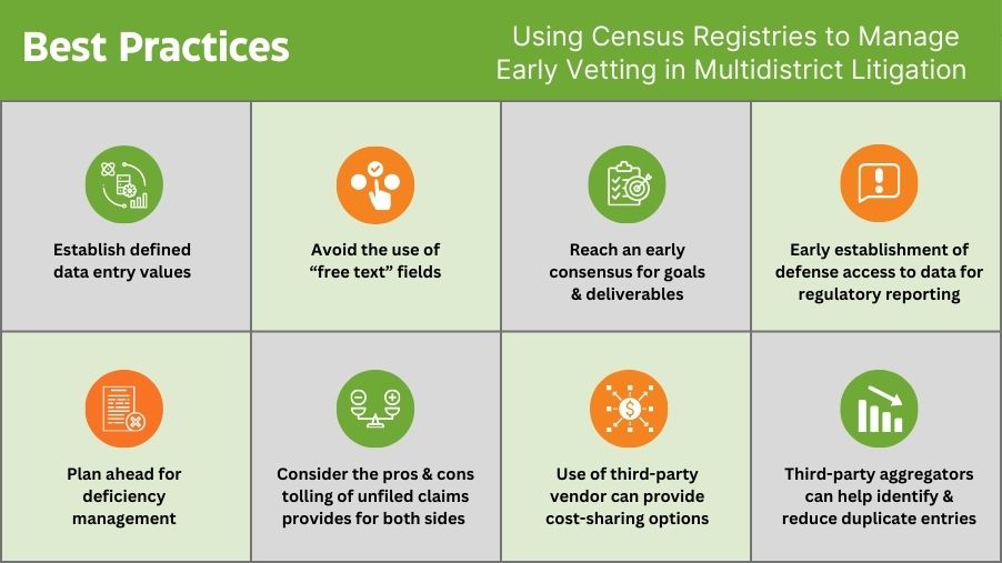 Best practices using census registries in MDLs